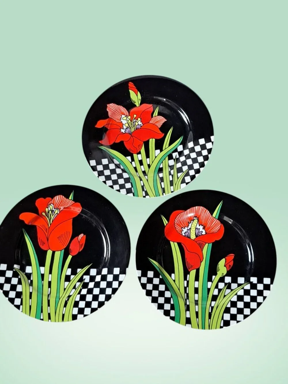 Vintage Fitz & Floyd Jardin Rouge side Bread plates Orchid Japan set of 3
